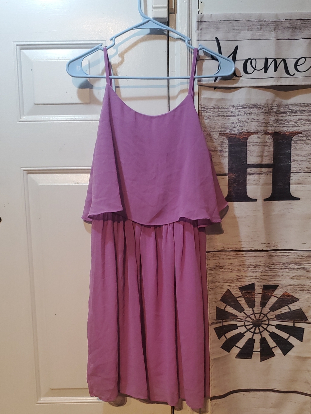 Lilac Spaghetti Strap Mini Dress with Layered Bodice